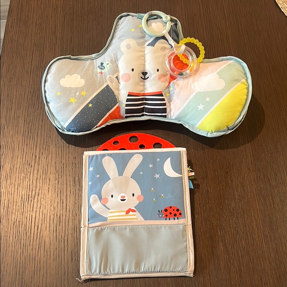 Tummy time pillow and sensory book
